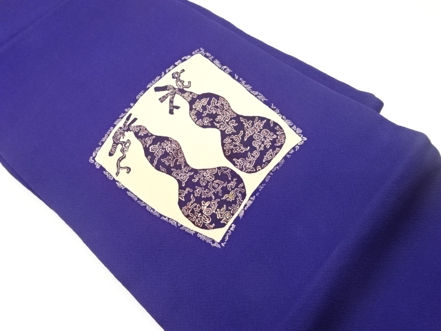 縮緬地瓢箪模様織出し名古屋帯